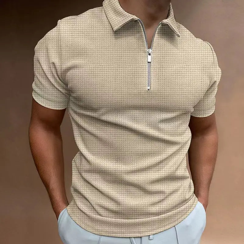 Men's zip polo shirt - modern short sleeve top for everyday wear