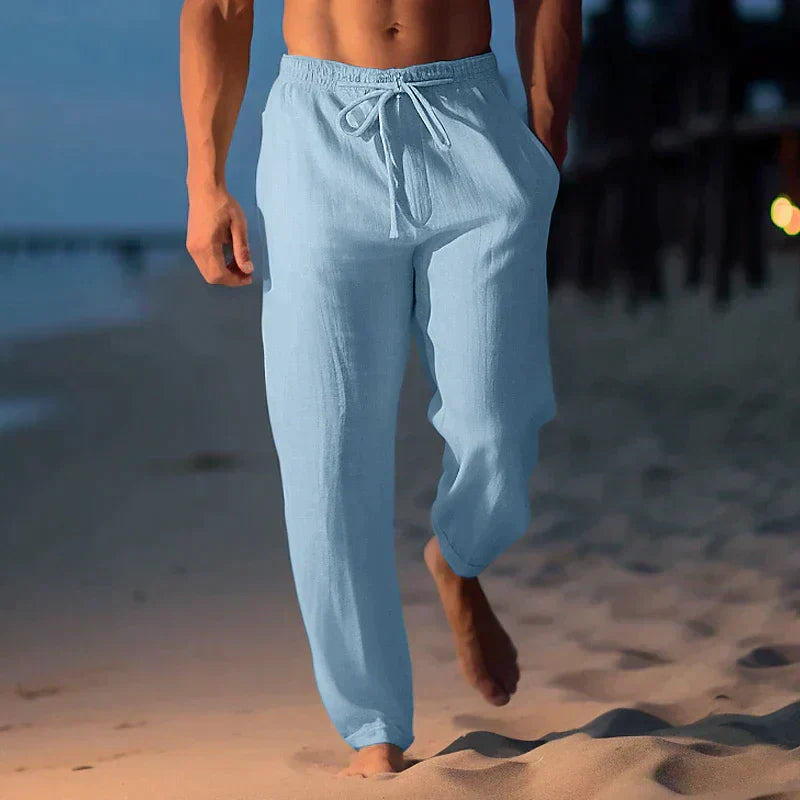 Men's relaxed linen trousers - lightweight breathable trousers for casual and formal occasions