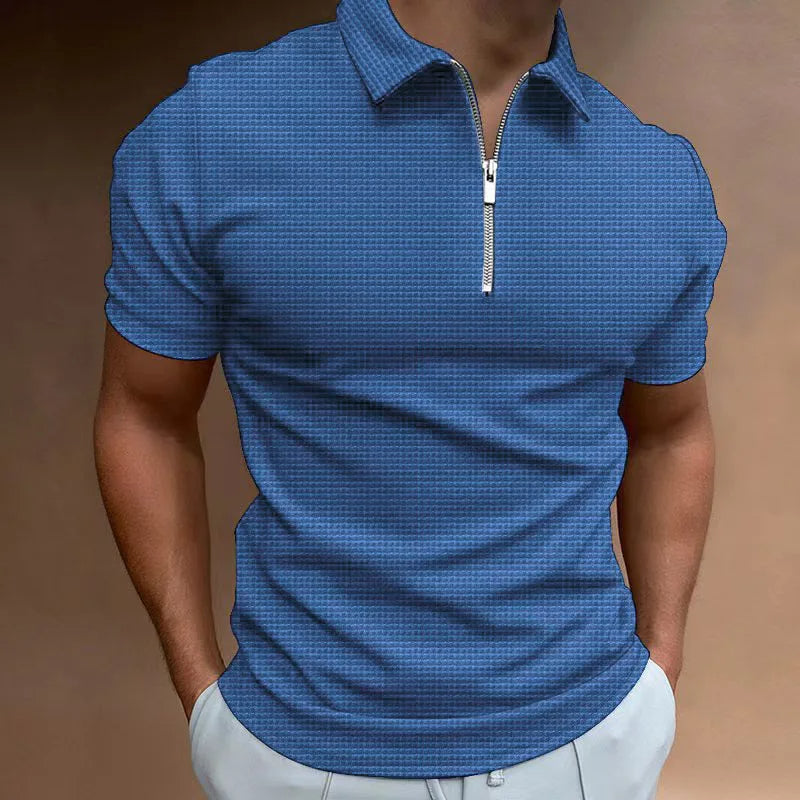 Men's zip polo shirt - modern short sleeve top for everyday wear