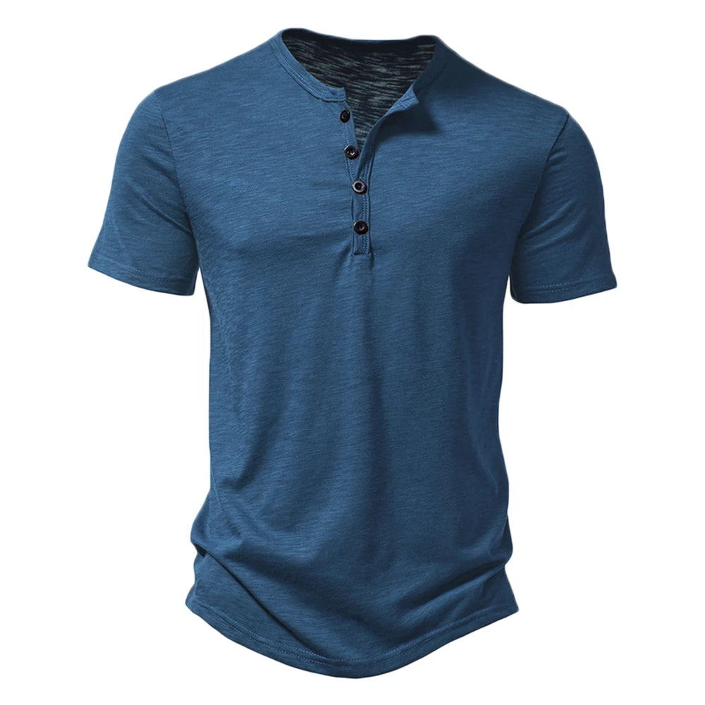 Men's henley t-shirt - lightweight cotton blend top for everyday wear