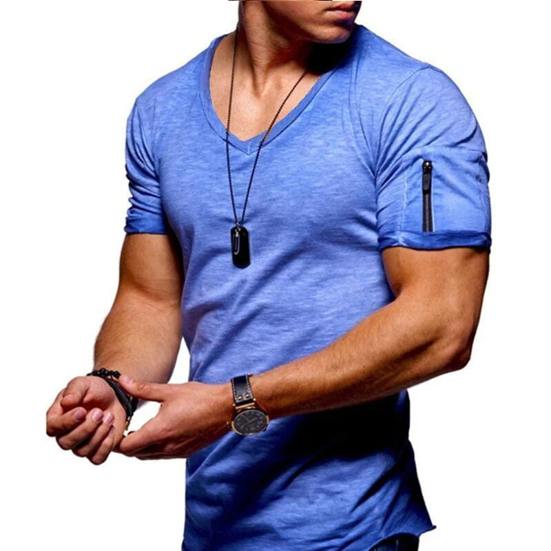 Casual v-neck t-shirt - men's short sleeve top