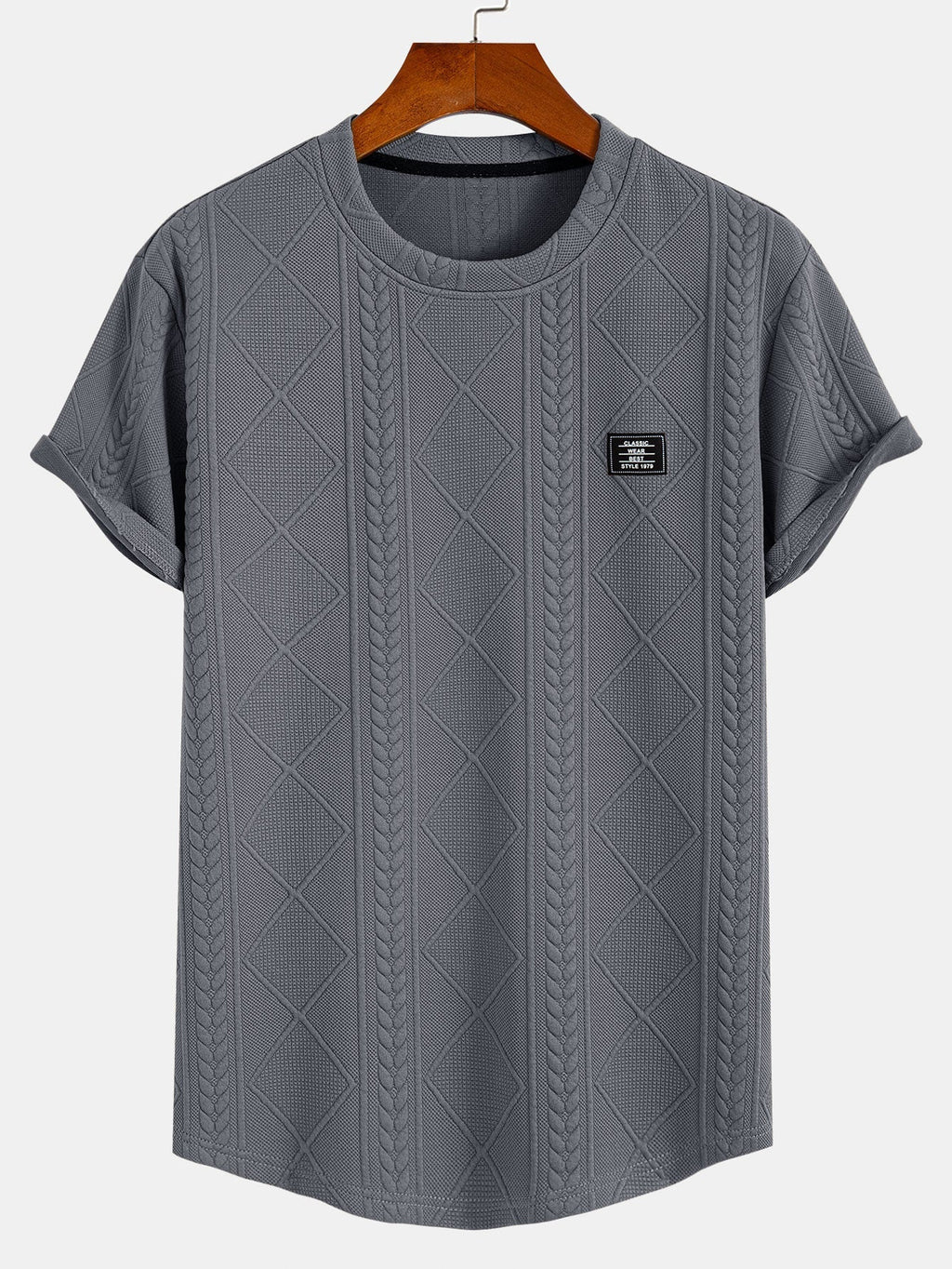 Men's jacquard t-shirt - contemporary casual attire with distinctive textured finish