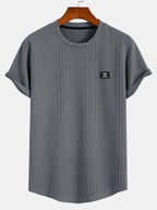 Men's jacquard t-shirt - contemporary casual attire with distinctive textured finish