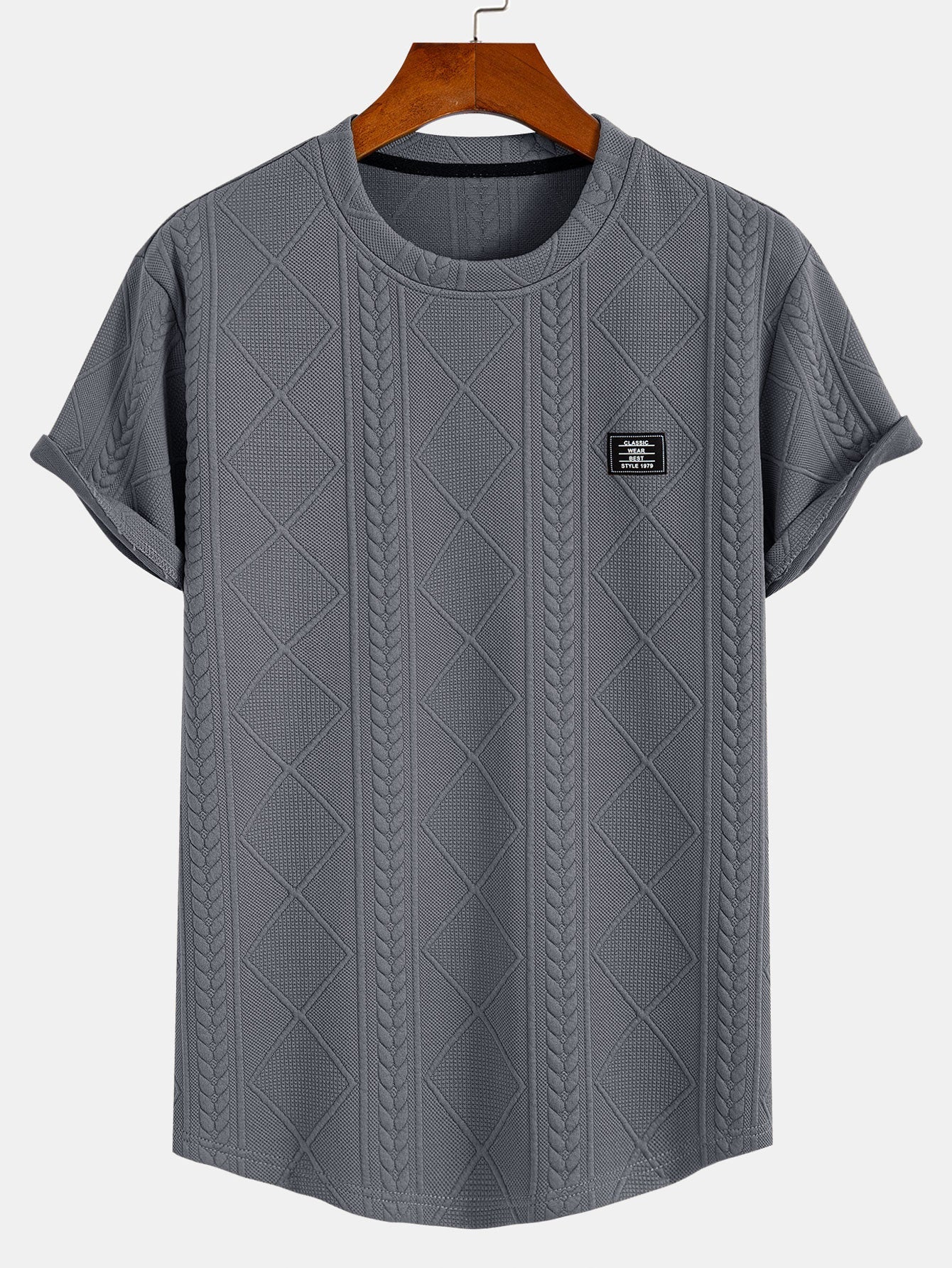 Men's jacquard t-shirt - contemporary casual attire with distinctive textured finish