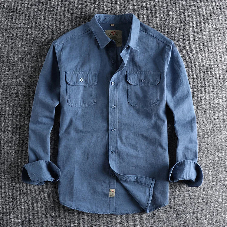 Men's long sleeve work shirt - sturdy fabric casual attire for everyday use