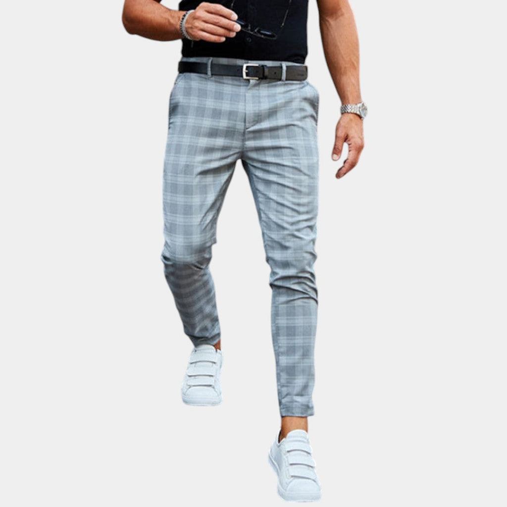 Men's checked slim fit trousers - versatile office attire for smart casual wear