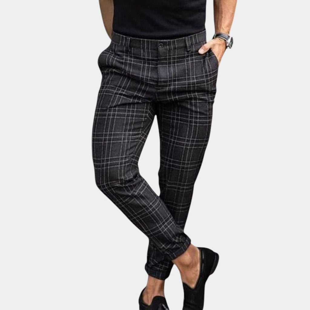 Men's checked slim fit trousers - versatile office attire for smart casual wear