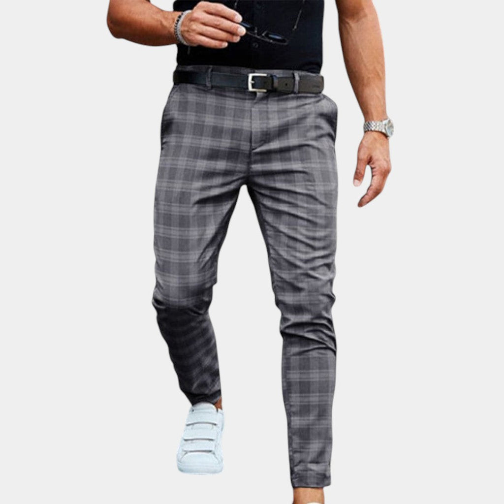 Men's checked slim fit trousers - versatile office attire for smart casual wear