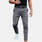 Men's checked slim fit trousers - versatile office attire for smart casual wear
