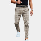 Men's checked slim fit trousers - versatile office attire for smart casual wear