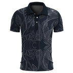 Men's tropical print polo shirt casual summer attire - lightweight stylish short sleeve poloshirt