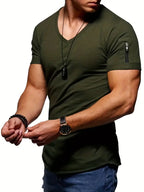 Men's v-neck t-shirt contemporary design casual wear - lightweight short sleeve top for everyday use