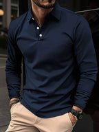 Men's lightweight long sleeve polo shirt - versatile and stylish everyday attire