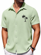 Men's hawaiian shirt lightweight palm print - casual summer attire for relaxed days
