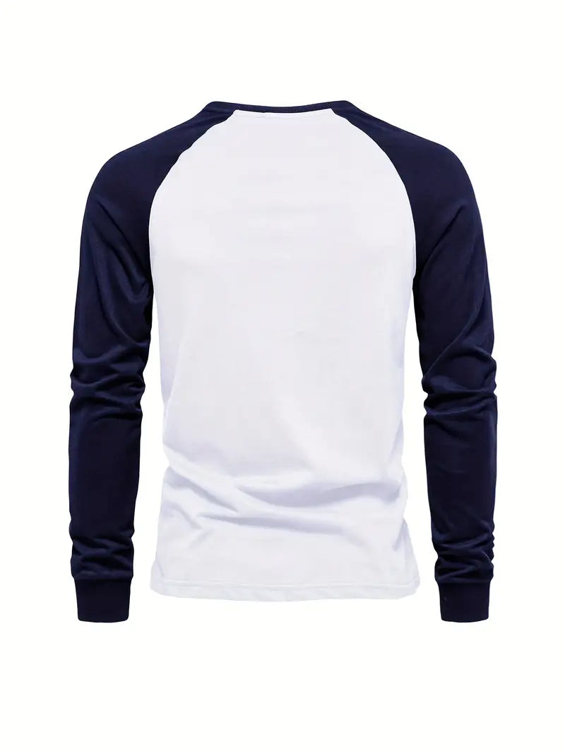 Men's long sleeve t-shirt cozy casual wear - stylish raglan tee, soft fabric