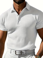 Men's waffle knit polo shirt - breathable casual top for everyday wear