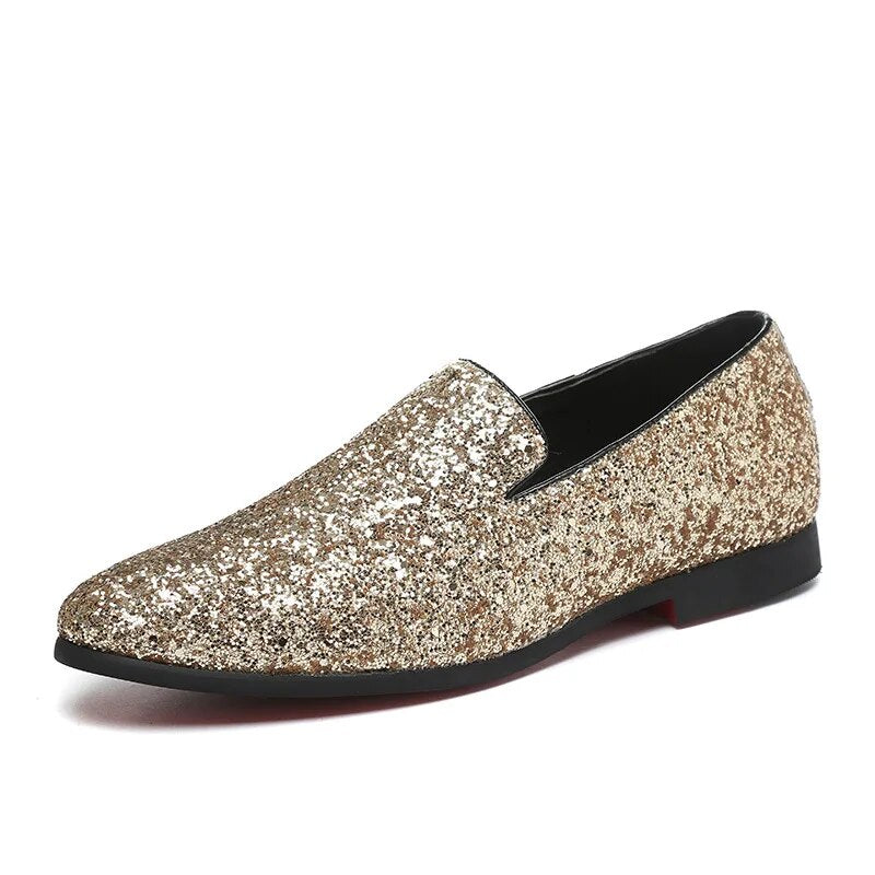 Men's sparkling loafers smart casual evening wear - stylish slip-on shoes for sophisticated occasions
