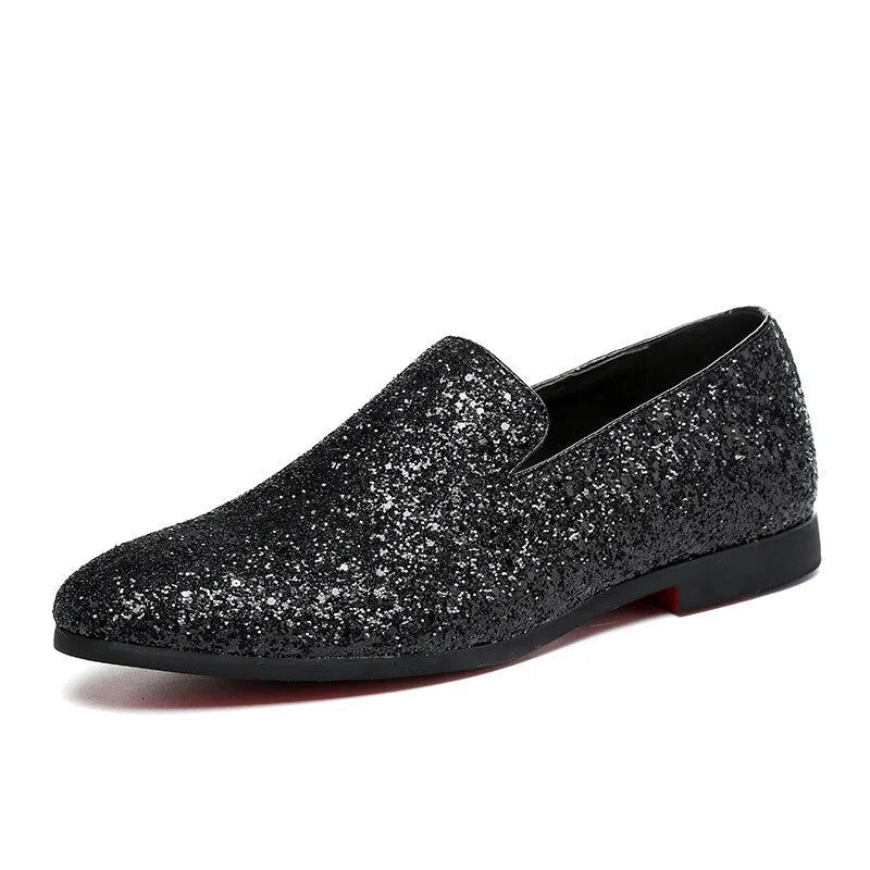 Men's sparkling loafers smart casual evening wear - stylish slip-on shoes for sophisticated occasions
