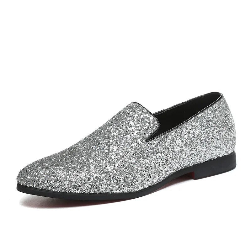 Men's sparkling loafers smart casual evening wear - stylish slip-on shoes for sophisticated occasions