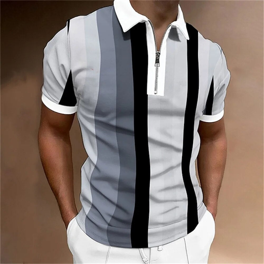 Men's polo shirt contemporary zip-up style casual attire - quality fabric for relaxed outings