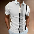 Men's polo shirt contemporary zip-up style casual attire - quality fabric for relaxed outings