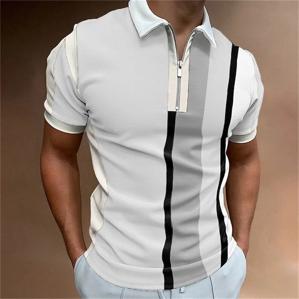 Men's polo shirt contemporary zip-up style casual attire - quality fabric for relaxed outings