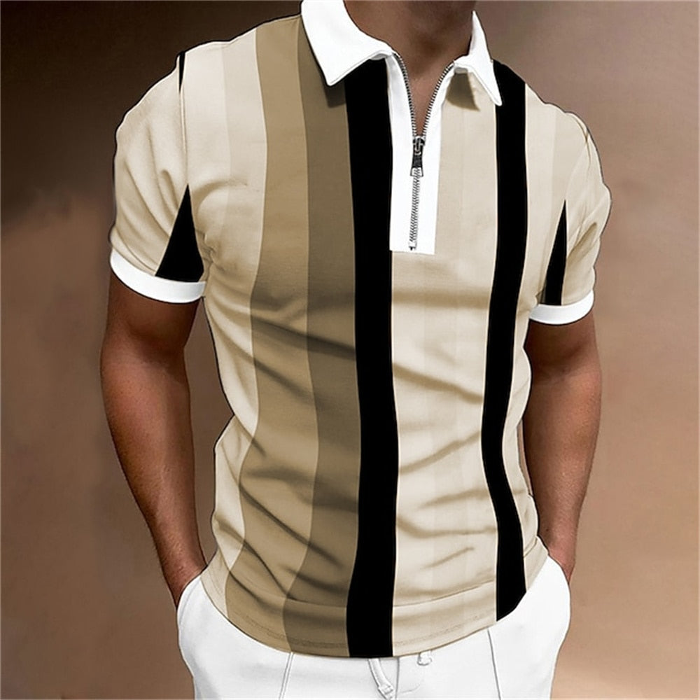 Men's polo shirt contemporary zip-up style casual attire - quality fabric for relaxed outings