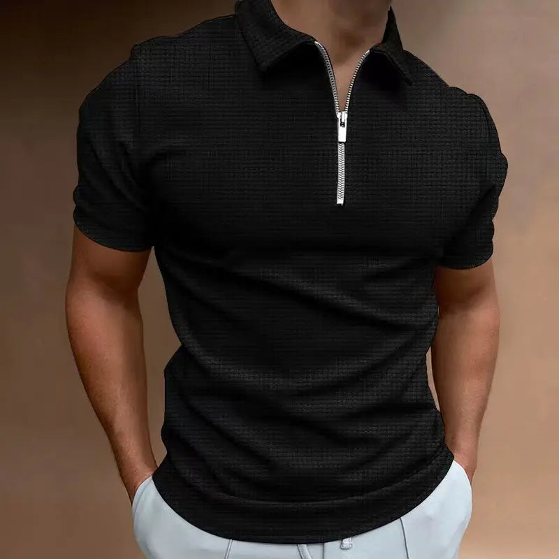 Men's zip polo shirt - modern short sleeve top for everyday wear
