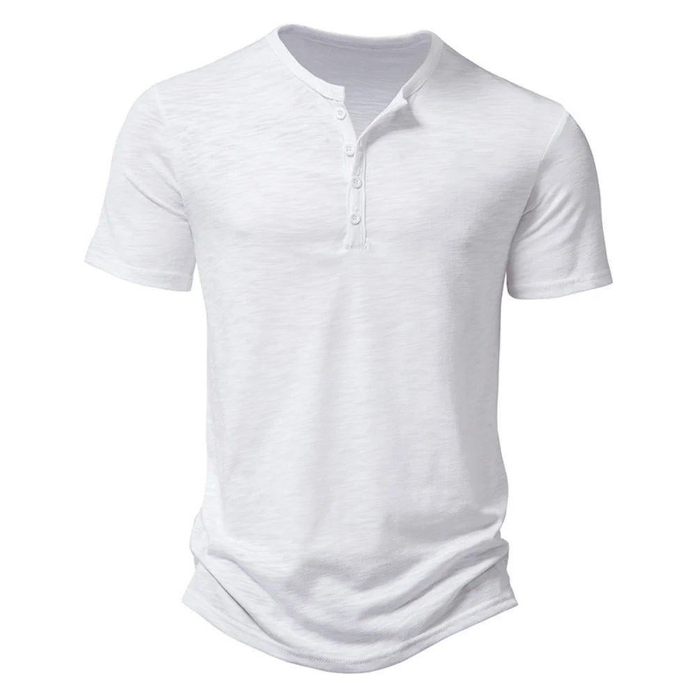 Men's henley t-shirt - lightweight cotton blend top for everyday wear