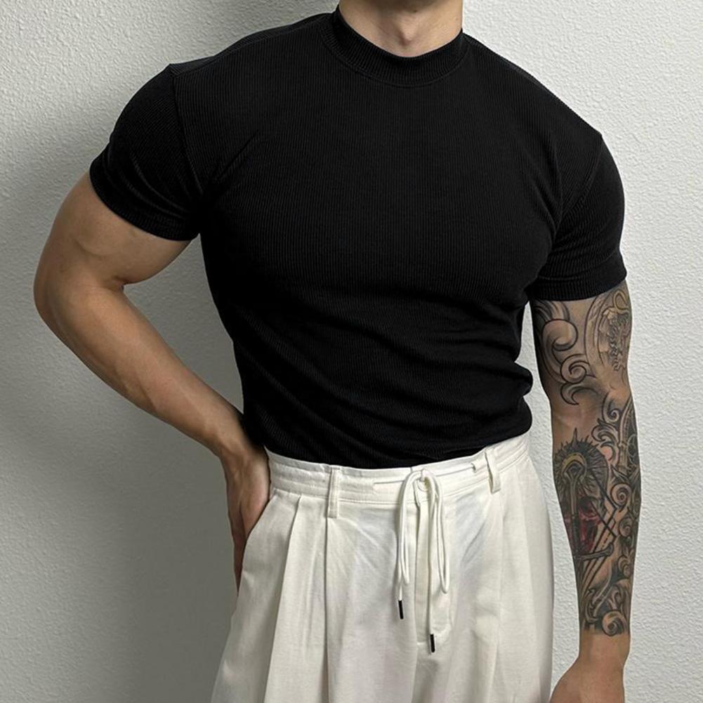 Men's ribbed short sleeve top - contemporary and versatile shirt