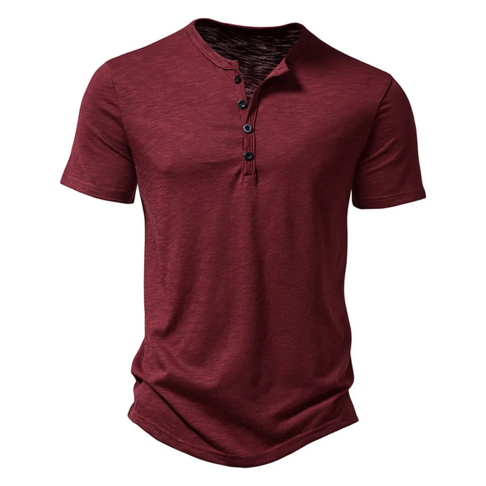 Men's henley t-shirt - lightweight cotton blend top for everyday wear