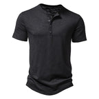Men's henley t-shirt - lightweight cotton blend top for everyday wear