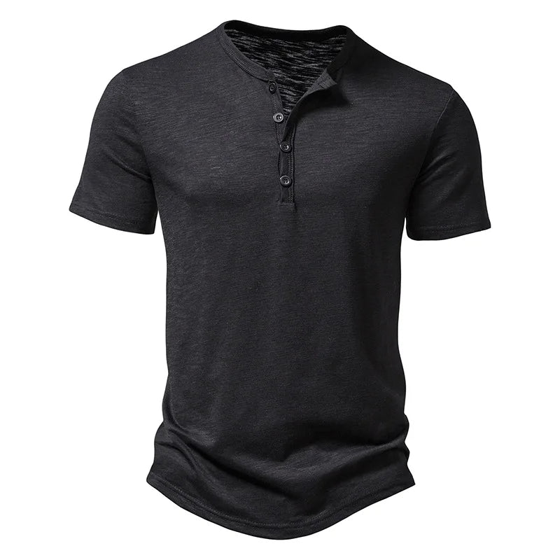 Men's henley t-shirt - lightweight cotton blend top for everyday wear