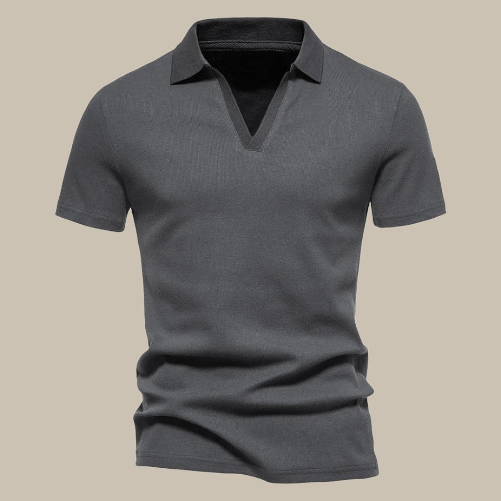 Men's v-neck polo shirt - versatile short sleeve casual attire for everyday wear