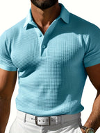 Men's waffle knit polo shirt - breathable casual top for everyday wear