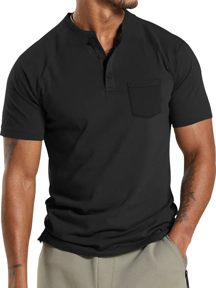 Men's henley t-shirt - classic cotton top for casual wear