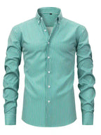 Men's long sleeve striped shirt - classic tailored fit for office and casual wear