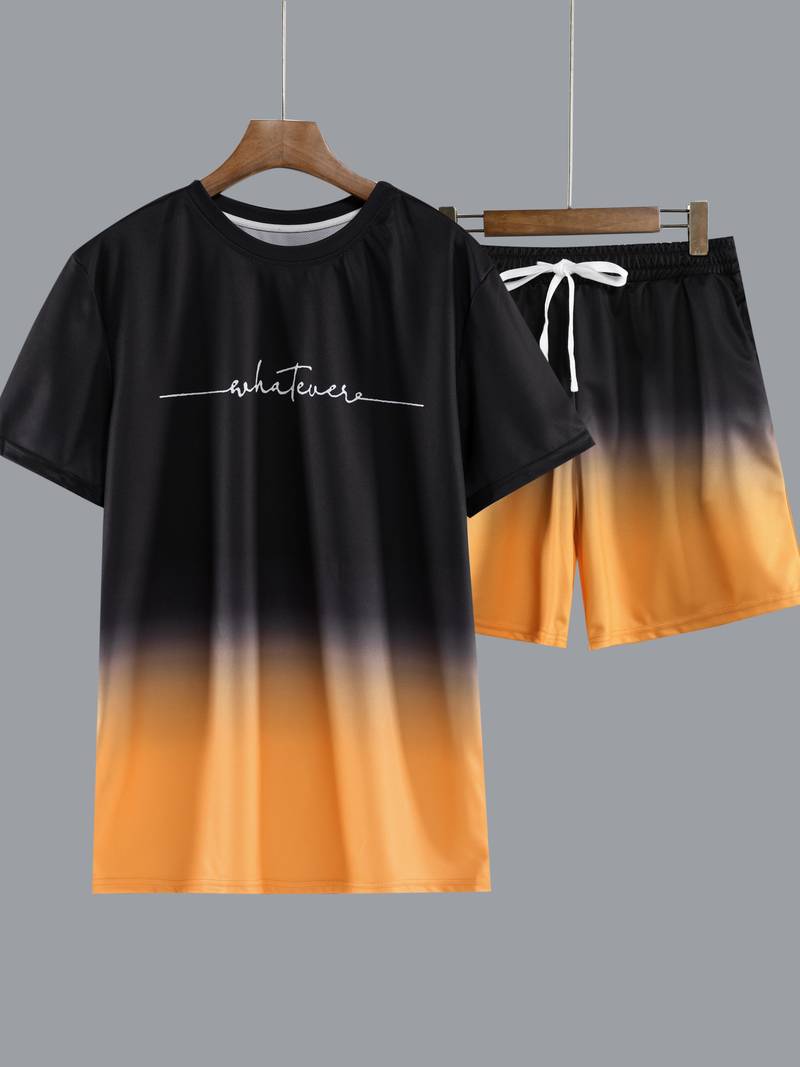 2-piece men's relaxed fit t-shirt and shorts set - breathable outdoor attire for casual days