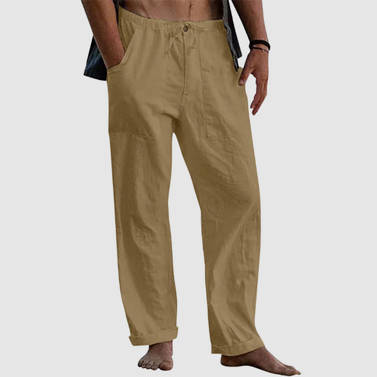 Men's relaxed linen trousers - lightweight breezy design for chill summer days