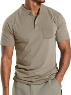 Men's henley t-shirt - classic cotton top for casual wear