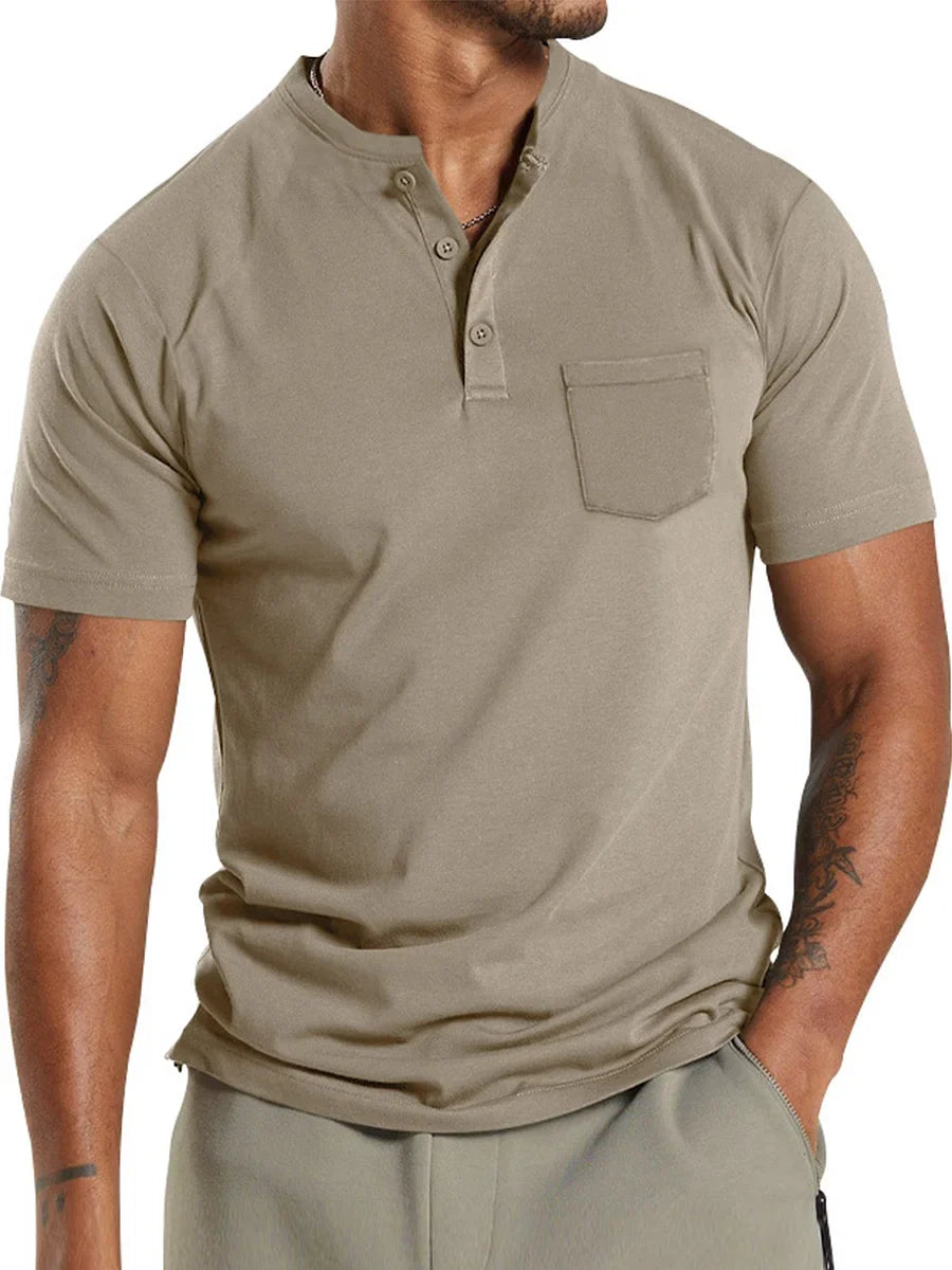Men's henley t-shirt - classic cotton top for casual wear