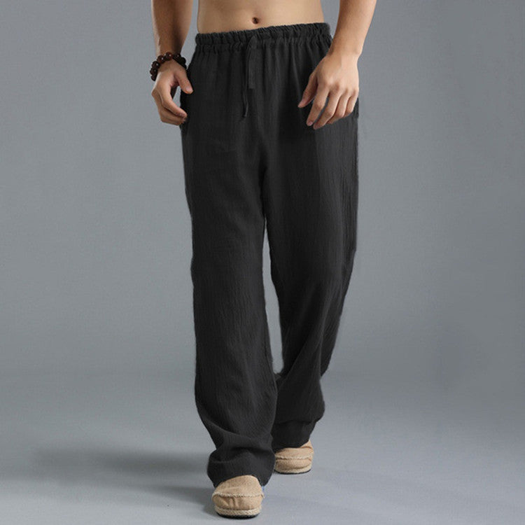 Men's lightweight cotton and linen casual trousers - relaxed fit breathable summer bottoms
