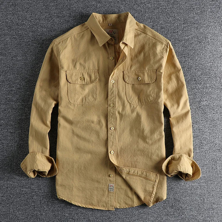 Men's long sleeve work shirt - sturdy fabric casual attire for everyday use