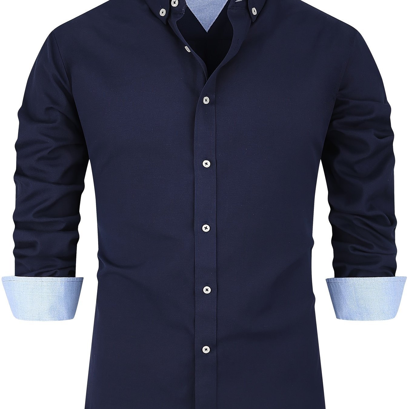 Marine blue long-sleeved shirt - versatile men's casual attire