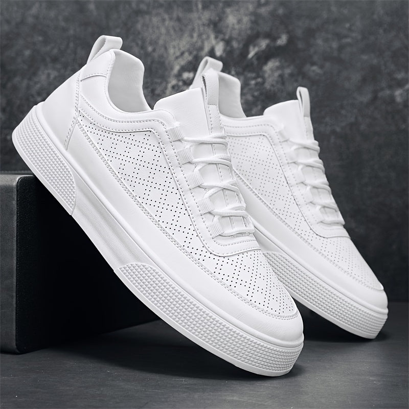 Men's casual sneakers low stylish perforated design - trendy lace-up shoes for everyday outings