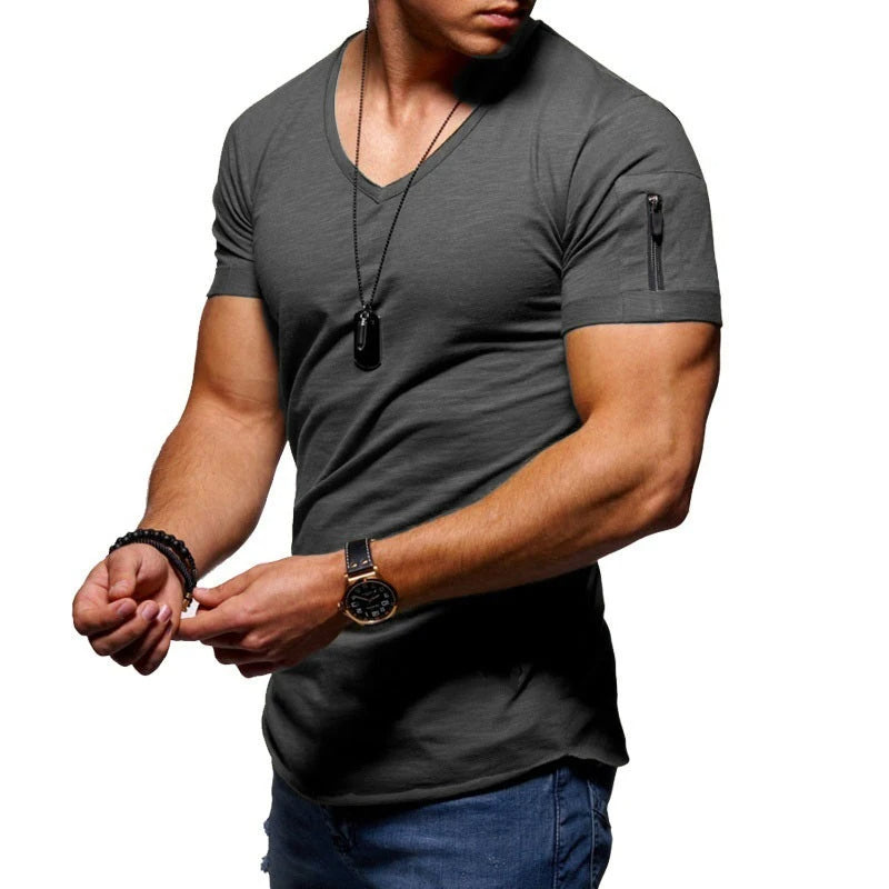 Casual v-neck t-shirt - men's short sleeve top