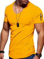 Men's slim fit v-neck t-shirt with pocket - casual everyday tee, breathable fabric