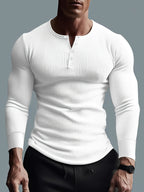Men's ribbed henley shirt - slim fit casual wear with timeless style