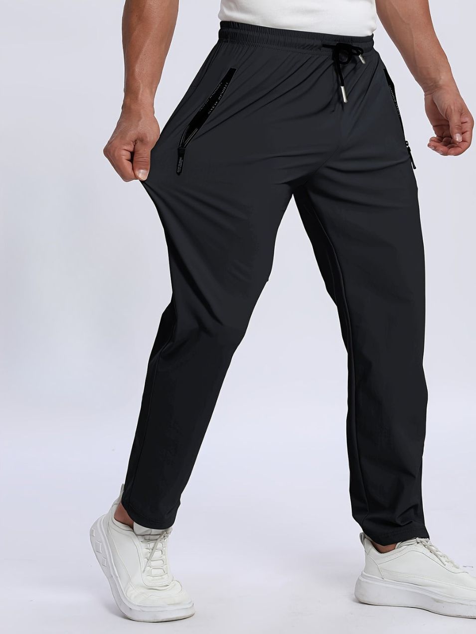 Men’s Trousers with Zipped Pockets - Stretchy Sporty Joggers