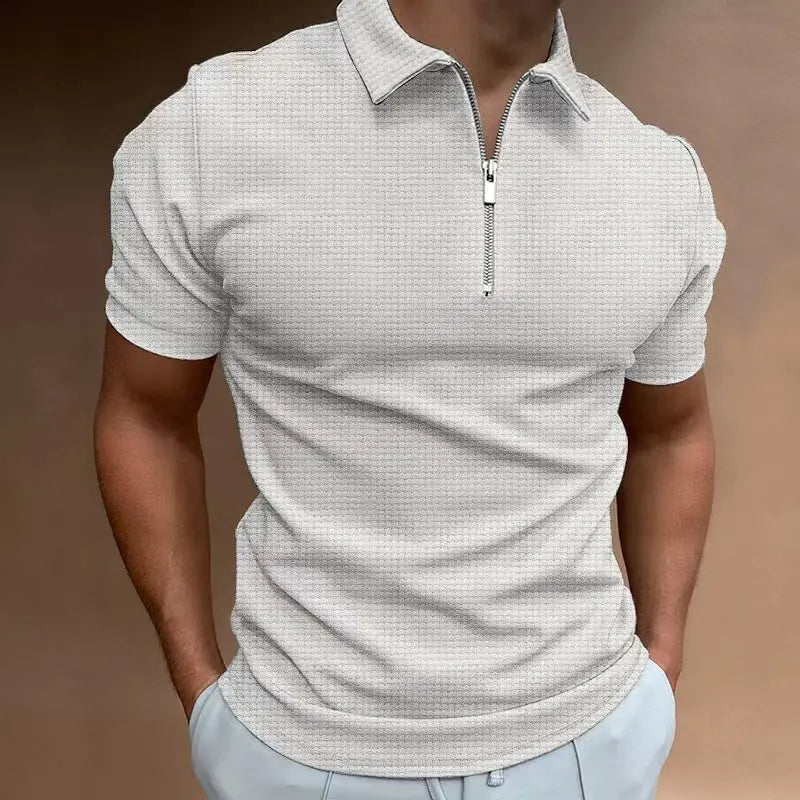 Men's zip polo shirt - modern short sleeve top for everyday wear